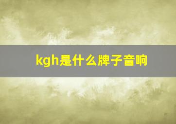 kgh是什么牌子音响