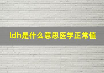 ldh是什么意思医学正常值