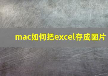 mac如何把excel存成图片