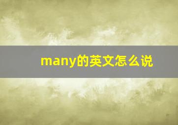 many的英文怎么说