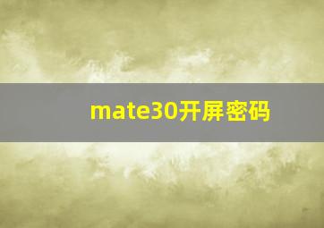 mate30开屏密码