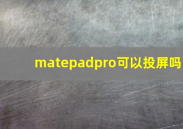 matepadpro可以投屏吗