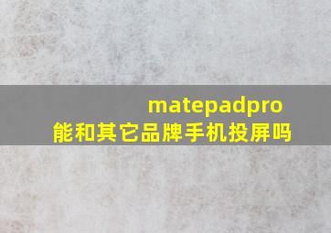 matepadpro能和其它品牌手机投屏吗