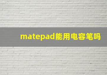 matepad能用电容笔吗