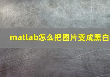 matlab怎么把图片变成黑白