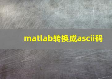 matlab转换成ascii码