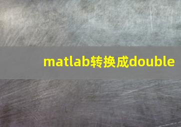 matlab转换成double