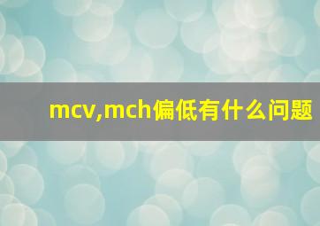 mcv,mch偏低有什么问题