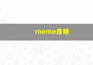 meme是啥