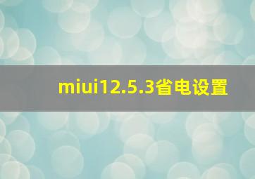 miui12.5.3省电设置