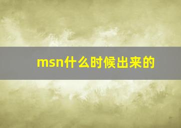 msn什么时候出来的