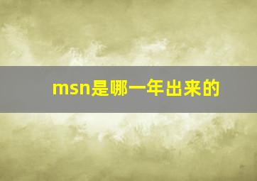 msn是哪一年出来的