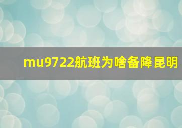 mu9722航班为啥备降昆明