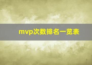 mvp次数排名一览表