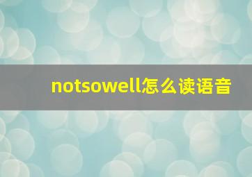 notsowell怎么读语音