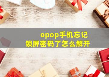 opop手机忘记锁屏密码了怎么解开