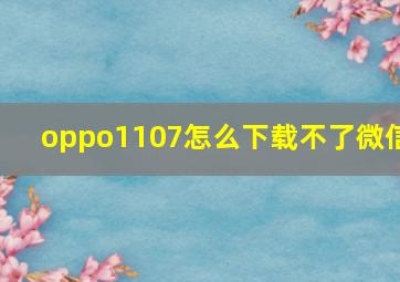 oppo1107怎么下载不了微信