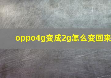 oppo4g变成2g怎么变回来