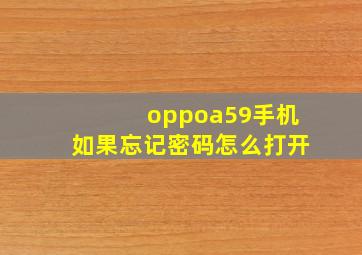 oppoa59手机如果忘记密码怎么打开