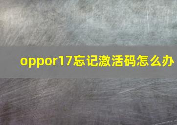 oppor17忘记激活码怎么办