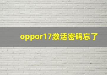 oppor17激活密码忘了