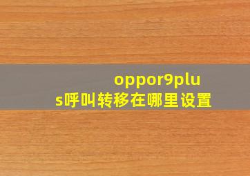 oppor9plus呼叫转移在哪里设置