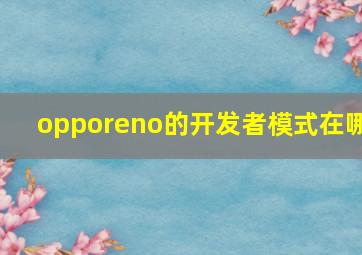 opporeno的开发者模式在哪