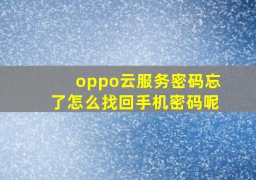 oppo云服务密码忘了怎么找回手机密码呢