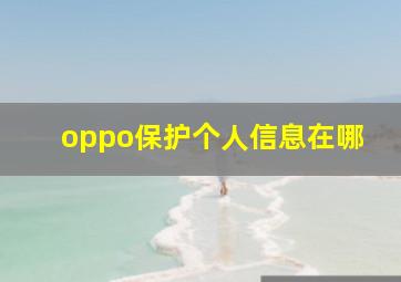 oppo保护个人信息在哪