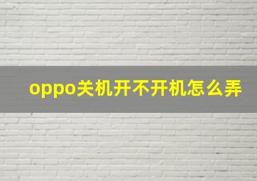 oppo关机开不开机怎么弄