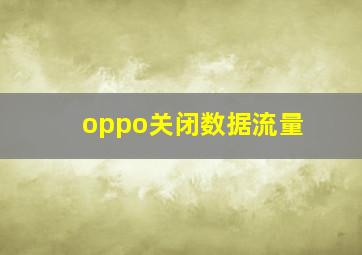 oppo关闭数据流量