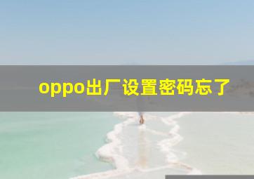 oppo出厂设置密码忘了