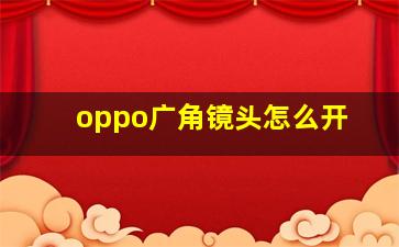 oppo广角镜头怎么开