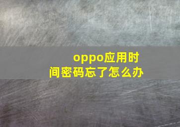 oppo应用时间密码忘了怎么办