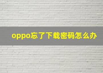 oppo忘了下载密码怎么办