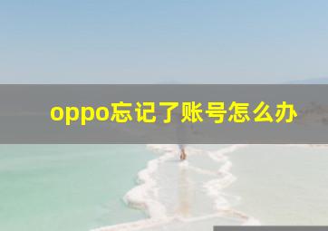 oppo忘记了账号怎么办