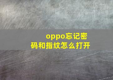 oppo忘记密码和指纹怎么打开