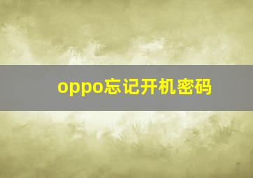 oppo忘记开机密码