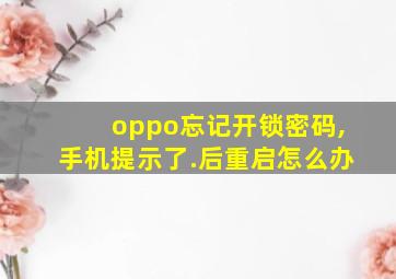 oppo忘记开锁密码,手机提示了.后重启怎么办