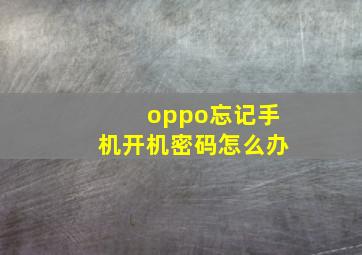 oppo忘记手机开机密码怎么办