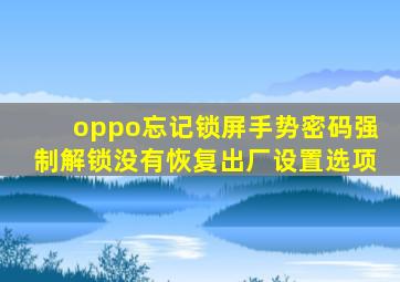 oppo忘记锁屏手势密码强制解锁没有恢复出厂设置选项