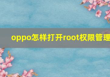 oppo怎样打开root权限管理