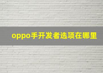 oppo手开发者选项在哪里