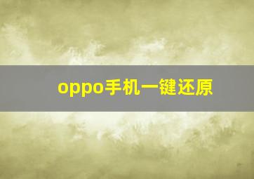 oppo手机一键还原