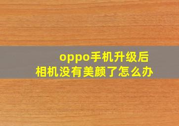 oppo手机升级后相机没有美颜了怎么办