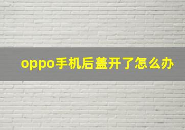 oppo手机后盖开了怎么办