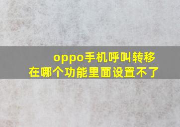 oppo手机呼叫转移在哪个功能里面设置不了