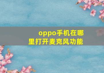 oppo手机在哪里打开麦克风功能