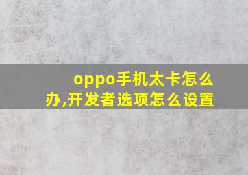 oppo手机太卡怎么办,开发者选项怎么设置