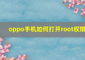 oppo手机如何打开root权限